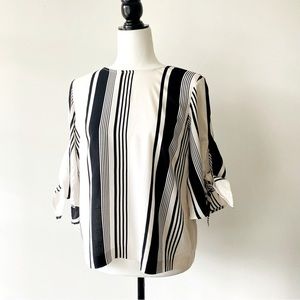 Striped Tie Sleeves Top
